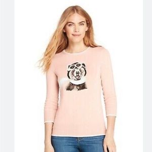 Lands' End Amelia Bearheart Pink W/White Sweater 1x PLUS